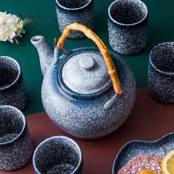 Japanische Keramik Teekanne Grau Bambus 500ML | Taekannen Laden